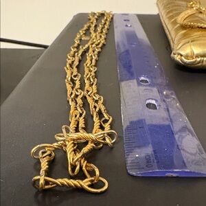 Monet elegant 45” long gold tone links chain necklace